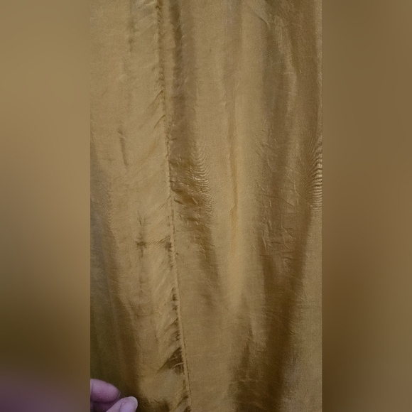 KING KONG Silk Blend Sheen Maxi Boho Flowy Sleeve Dress. Mustard. Size Medium - Picture 11 of 15